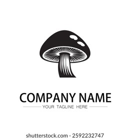 mushroom icon logo vector image black and white illustration