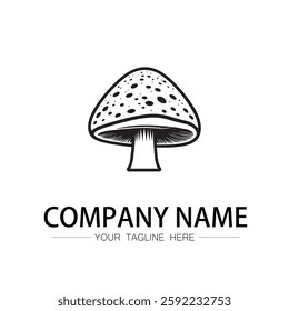 mushroom icon logo vector image black and white illustration