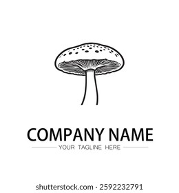 mushroom icon logo vector image black and white illustration