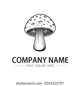 mushroom icon logo vector image black and white illustration