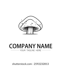 mushroom icon logo vector image black and white illustration