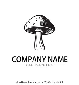 mushroom icon logo vector image black and white illustration