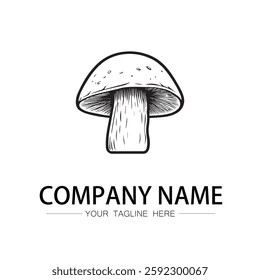 mushroom icon logo vector image black and white illustration