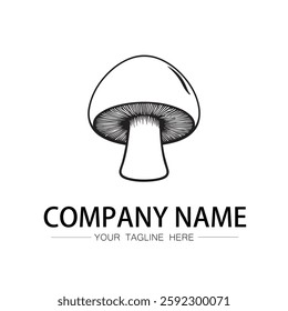 mushroom icon logo vector image black and white illustration