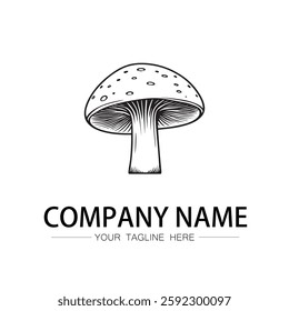 mushroom icon logo vector image black and white illustration