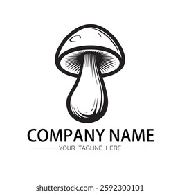 mushroom icon logo vector image black and white illustration