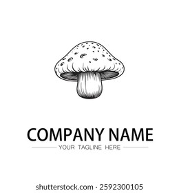 mushroom icon logo vector image black and white illustration
