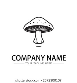 mushroom icon logo vector image black and white illustration