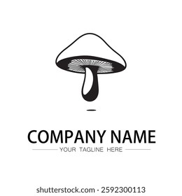 mushroom icon logo vector image black and white illustration