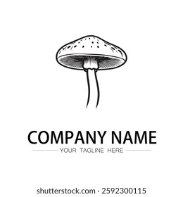 mushroom icon logo vector image black and white illustration