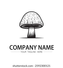 mushroom icon logo vector image black and white illustration