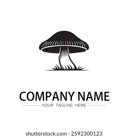 mushroom icon logo vector image black and white illustration