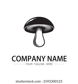 mushroom icon logo vector image black and white illustration