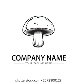 mushroom icon logo vector image black and white illustration