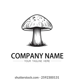 mushroom icon logo vector image black and white illustration