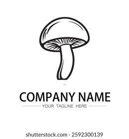 mushroom icon logo vector image black and white illustration