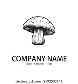 mushroom icon logo vector image black and white illustration