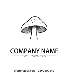 mushroom icon logo vector image black and white illustration