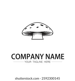 mushroom icon logo vector image black and white illustration
