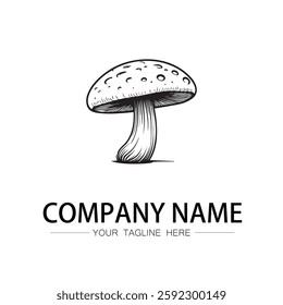 mushroom icon logo vector image black and white illustration