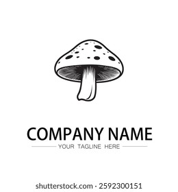 mushroom icon logo vector image black and white illustration