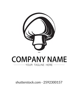 mushroom icon logo vector image black and white illustration