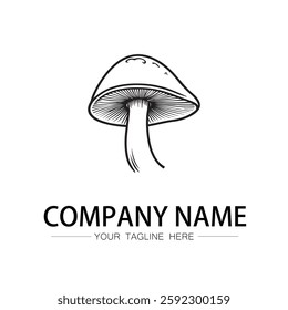 mushroom icon logo vector image black and white illustration