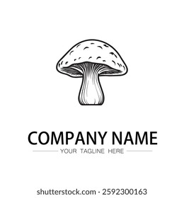 mushroom icon logo vector image black and white illustration