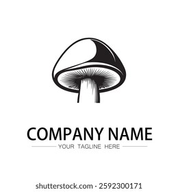 mushroom icon logo vector image black and white illustration
