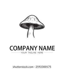 mushroom icon logo vector image black and white illustration