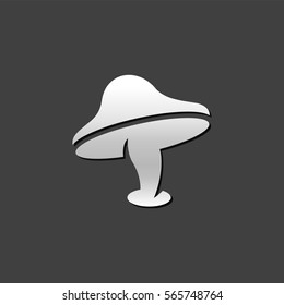 Mushroom icon in metallic grey color style. Fungi autumn fall
