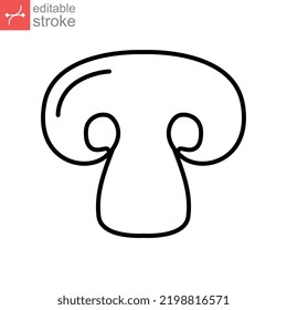 Mushroom icon. nature vegetable food slice, fungi, mycology. vegetarian organic nature meal. Natural healthy fungus. editable stroke outline style vector illustration design on white background EPS 10