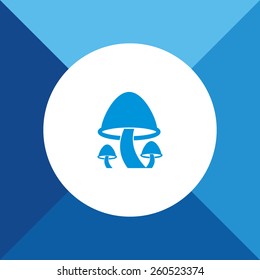 Mushroom Icon on Blue Background. Eps-10.