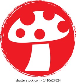 Mushroom icon on circle background. Vector illustration. 