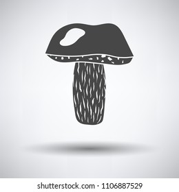 Mushroom  icon on gray background, round shadow. Vector illustration.