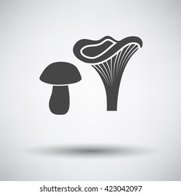 Mushroom icon on gray background. Vector illustration.