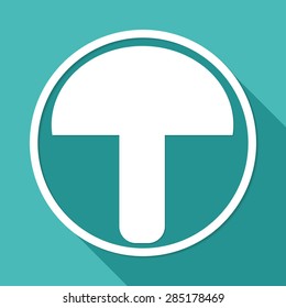 mushroom icon on white circle with a long shadow