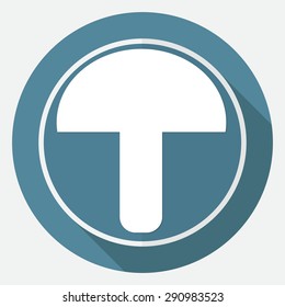 mushroom icon on white circle with a long shadow