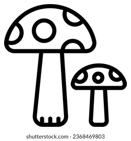 Mushroom icon in outline style. Vector illustration, suitable for logo, web, graphic design, illustration, sticker, books, etc