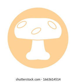 mushroom icon over white background, block style, vector illustration