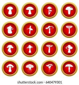 Mushroom icon red circle set isolated on white background
