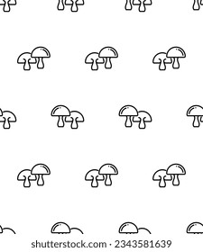 Mushroom Icon Seamless Pattern, Mushroom With Cap And Stipe Vector Art Illustration