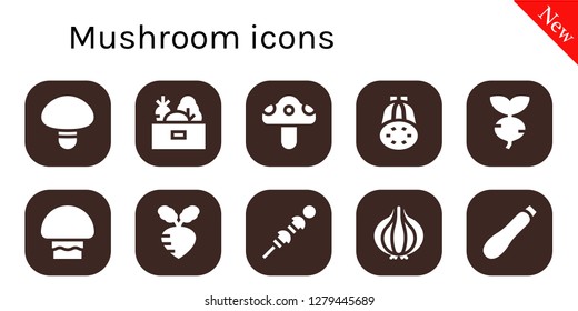  mushroom icon set. 10 filled mushroom icons. Simple modern icons about  - Mushroom, Vegetables, Courgette, Turnip, Onion