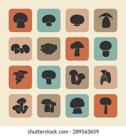 mushroom icon set