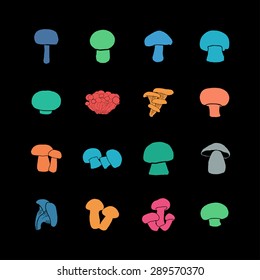 mushroom icon set