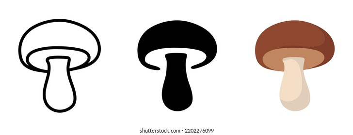 Mushroom icon set. Cartoon mushroom isolated on white background.