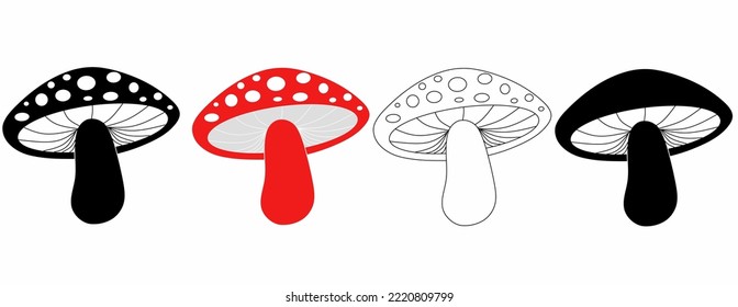 mushroom icon set isolated on white background