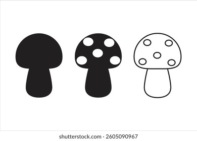 Mushroom icon. Mushroom icon set. Mushroom line icon. Mushroom icon outline. Silhouette vector illustration.