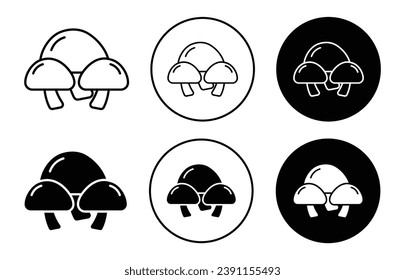 Mushroom icon set. shiitake mushrooms vector symbol. champignon icon in black filled and outlined style.