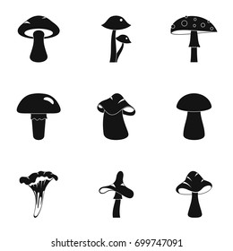 Mushroom icon set. Simple set of 9 mushroom vector icons for web isolated on white background